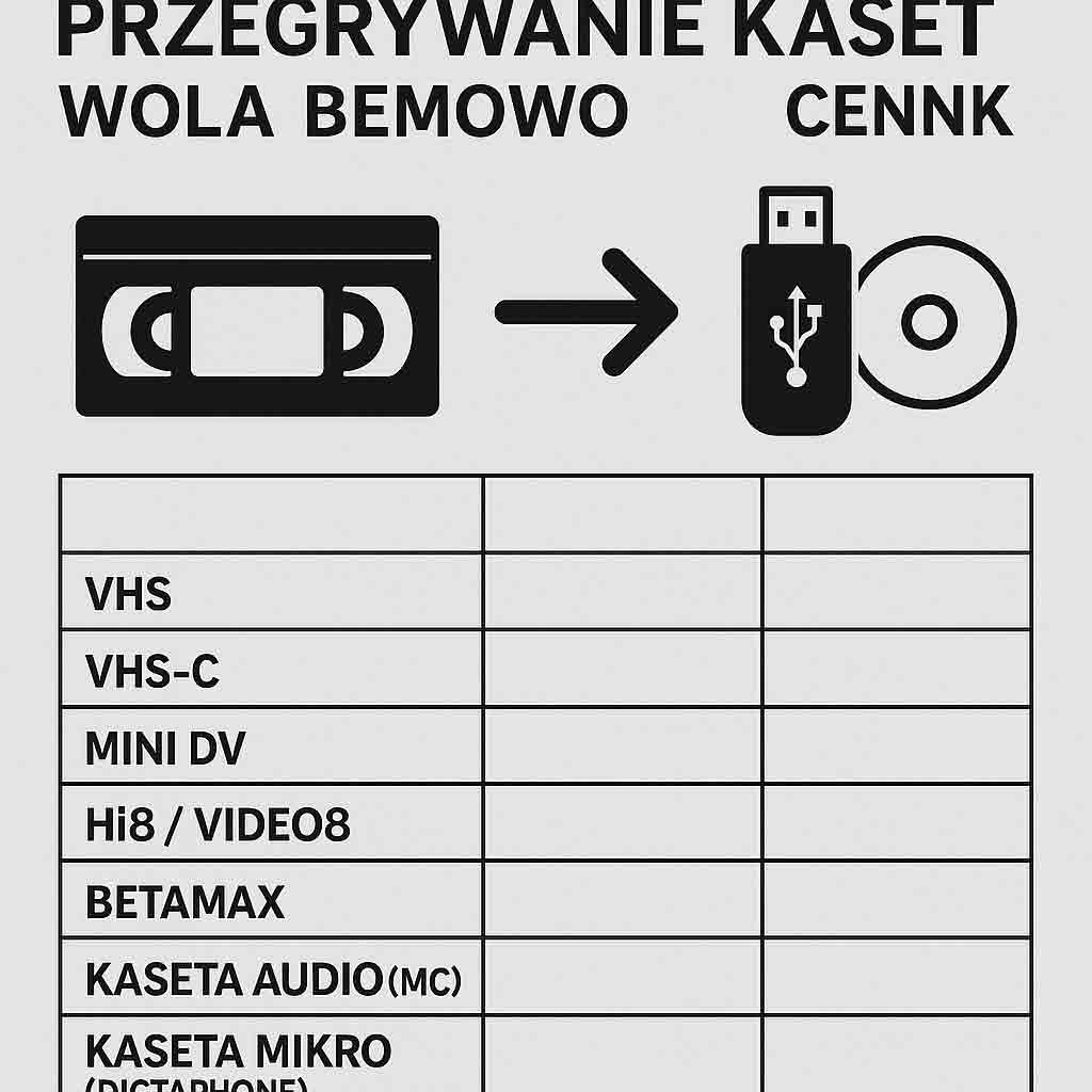 Cennik Przegrywanie kaset Wola Bemowo